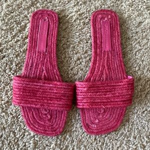 ASOS Hot Pink woven slides